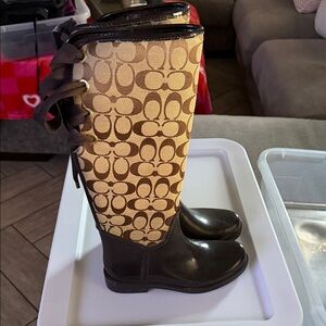 Coach Brown and Tan Combat Boots